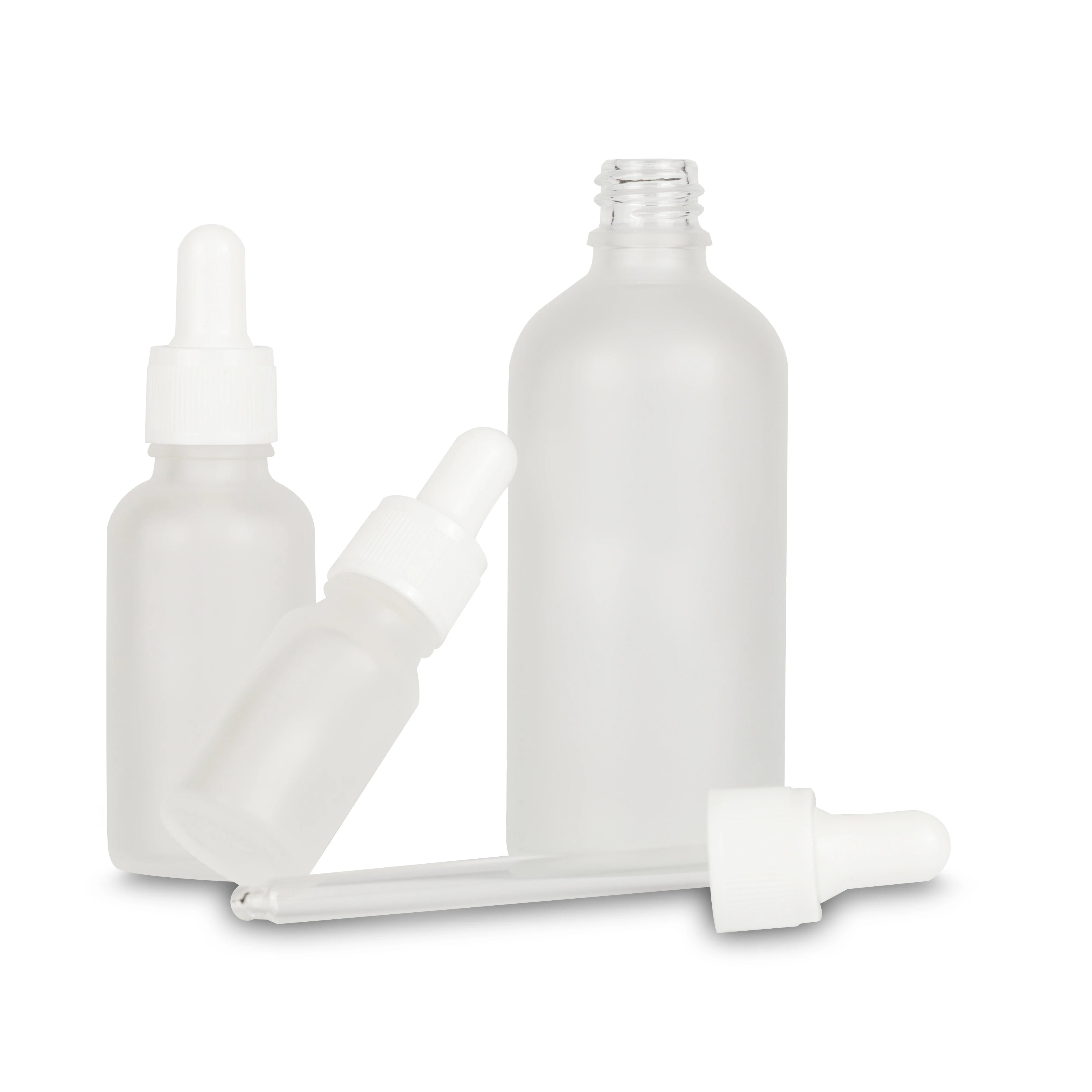 Hot Sale 5ml-100ml White Frost Essential Oil Bottles for Skincare Cream Packaging 15ml Matte Dropper Capacity Frost Glass Bottle