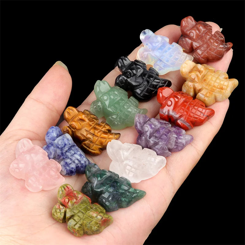 1 Inch Hand-Polished Natural Crystal Crocodile Carving Mini Amethyst Agate Jade Pendulum Animal Decoration Gift Use