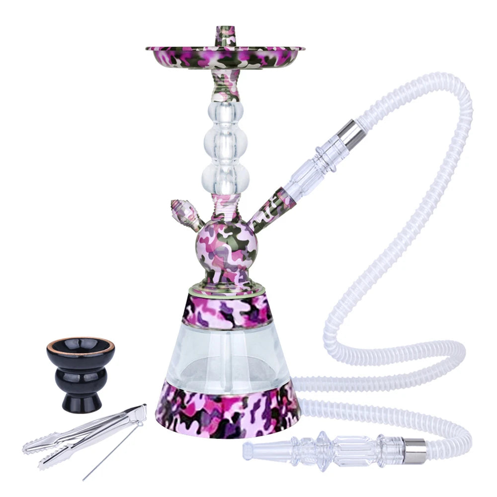 Wholesale Modern Camouflage Style Acrylic Fancy Hookah Set with Durable Shisha and Plastic Hose Good Quality