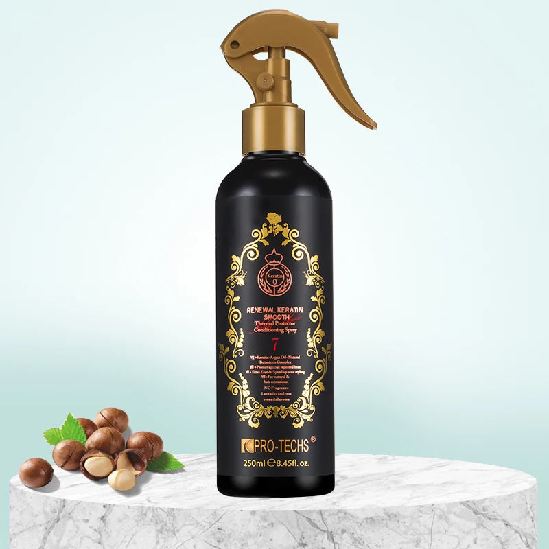 PRO-TECHS OEM ODM Organic Argan Oil Heat Protectant Keratin Hairspray Human Synthetic Hair Extensions Wigs Professional Salon