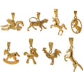 SP4058 High Quality Non Tarnish Waterproof Jewelry 18k Gold Plated Stainless Steel Tiger Rearing Horse Animal Charm Pendants