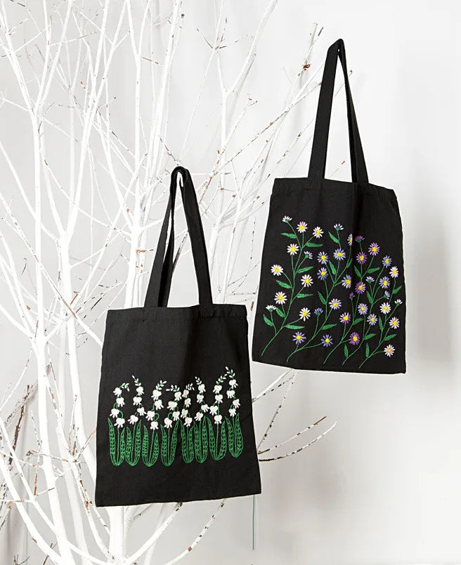 Embroidery Starter Kit Include Embroidery Bag With Flower White Canvas Tote Bag Embroidery Kit