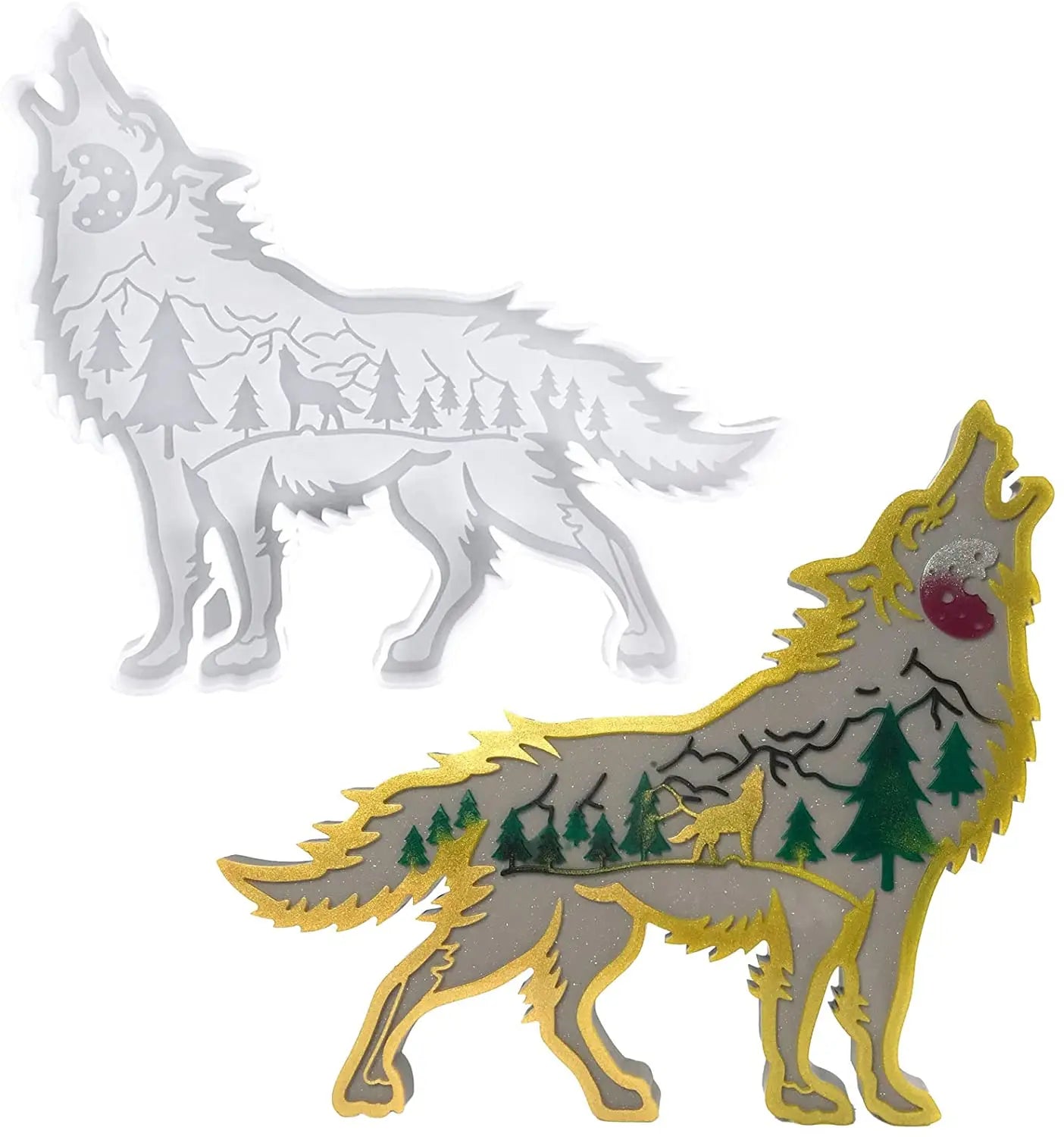 Wolf Resin Mold Wolf Animal Silicone Mold Used for Epoxy Resin Pouring DIY Craft Wall Hanging Desktop Decoration