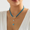 Sweet Cool Wind Personality Love Pendant Rhinestone Necklace Cross Chain OT Buckle Niche Women Necklace