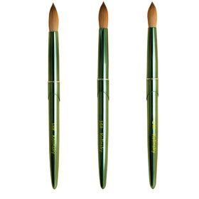 Yalixin Luxury Green Metal Handle Custom Logo 100% Premium Kolinsky Hair Crimped Ferrule Professional Acrylic Nail Brush Nail