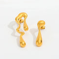 High End PVD 18K Gold Plated Irregular Geometric Fluid Asymmetry Stud Earrings Stainless Steel Fashion Jewelry Wholesale