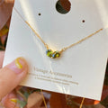 Women Designer Jewelry S925 Olivine Green Zircon Stone Quartz Necklace