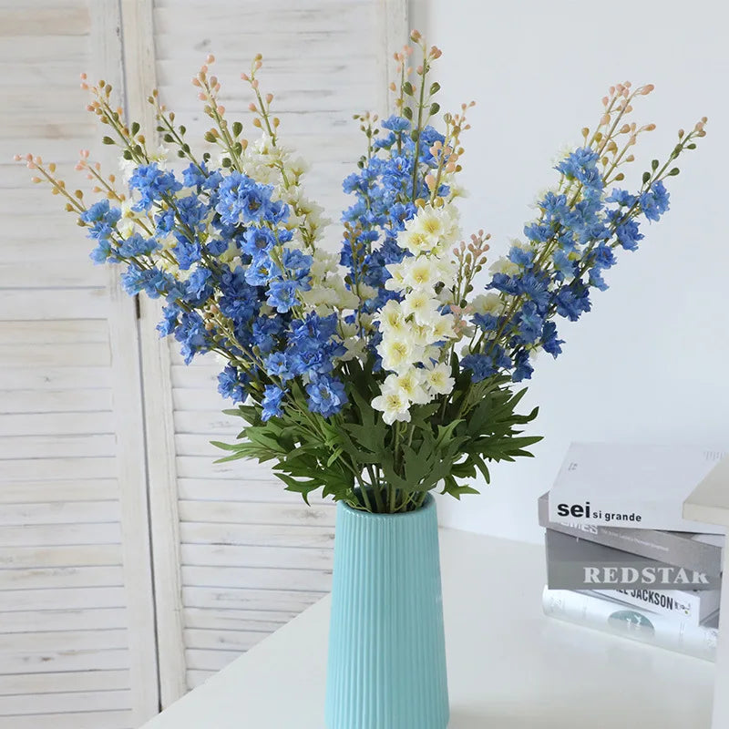 DE001 Wholesale Artificial Delphinium Flower Single Stem Silk Faux Hyacinthus for Wedding Home Hotel Decoration