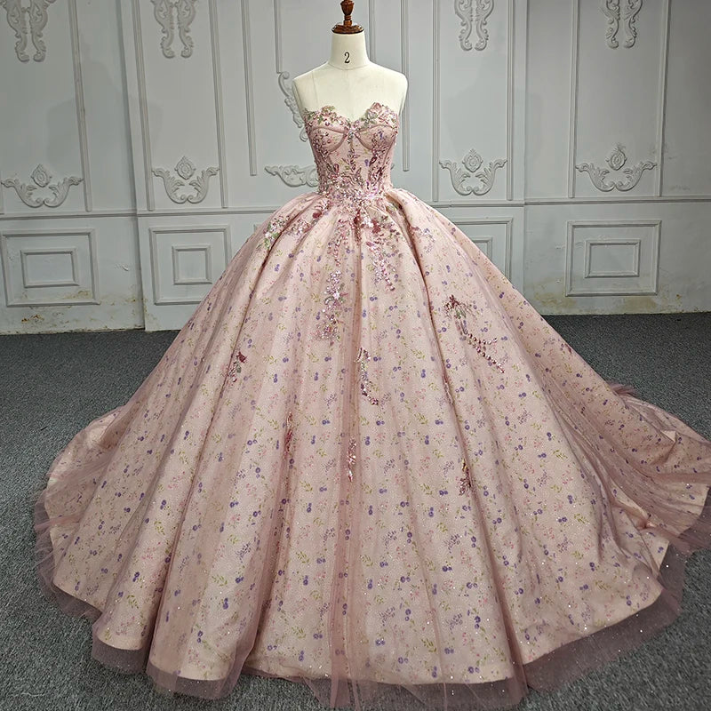 Princess Ball Gown 15 Year Old Quinceanera Dresses Long Train Celebrity Birthday Party 6544