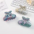 Wow Sheila Starfish Point Diamond Acrylic Hair Claw Premium Party Style Grab Clip Ocean Light Luxury Shark Clip for Girls