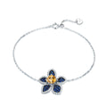 Abiding Fancy Natural Citrine Gemstone Sterling Silver Bracelet Adjustable Hawaiian Flower Bracelet for Women Jewelry