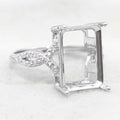 Sterling Silver 10*14mm Semi Mount Ring Square Shape Empty Frame Blank Claw Setting S925 Base Without Center Stone for Inlay DIY