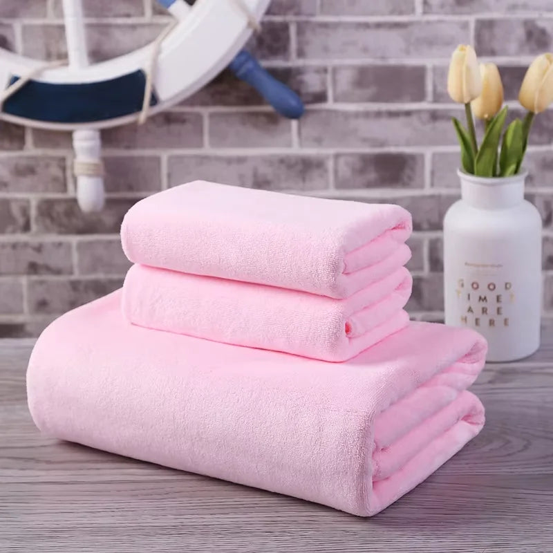 Solid Color Microfiber Bath Towel 80% Polyester 20% Polyamide Quick-Dry & Plain Style Cut Fleece Home Use Custom Logo Possible