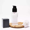Hot Sale 30 ml 50ml Clear Empty Square Glass Lotion Serum for Cosmetics
