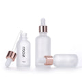 10ml 20ml 30ml 50ml 100ml Skincare Cosmetic Packaging Rose Gold Top Frosted Glass Dropper Serum Essential Oil Bottle