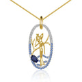 C8124 Abiding New Trendy Customized Made Women Blue Sapphire Personality Girl Jewelry Gold Plated Necklace Pendant for Gifts