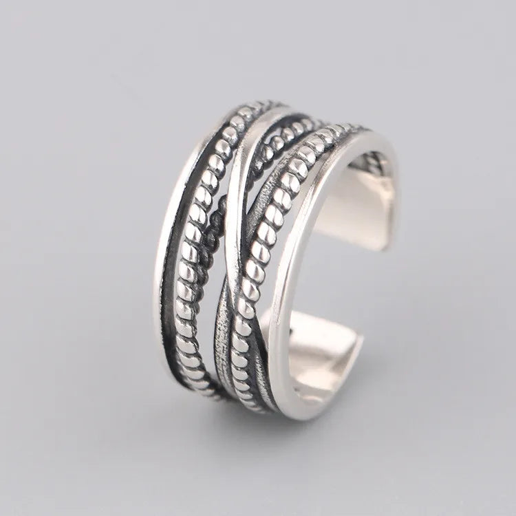 Fashion Factory Wholesale Retro Rings for Women Girls Open Adjustable Finger Multi Layer Copper Ring Wedding Party Jewelry