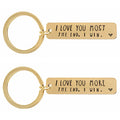 Wholesale Custom Stainless Steel Keychain with 'I for Love You' Text Anti-Fade Bar Design Stylish Valentine Gift Idea