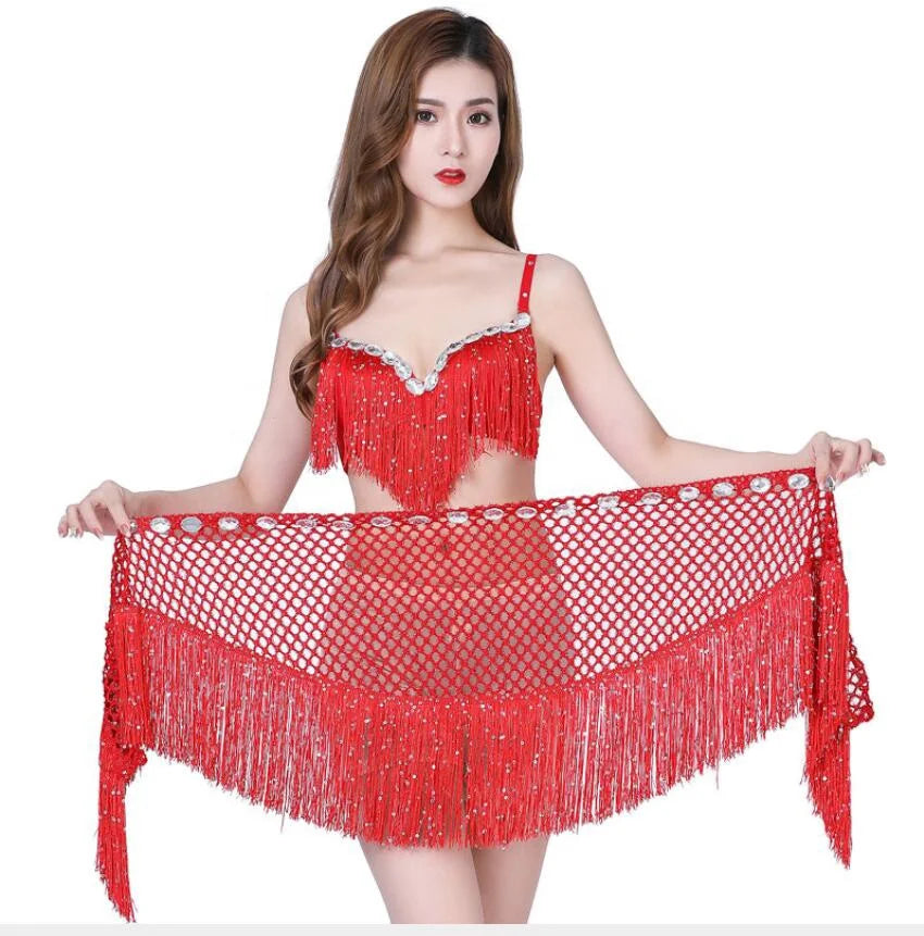 Hand Woven Triangular Waist Chain Scarf for Latin Belly Dance Training