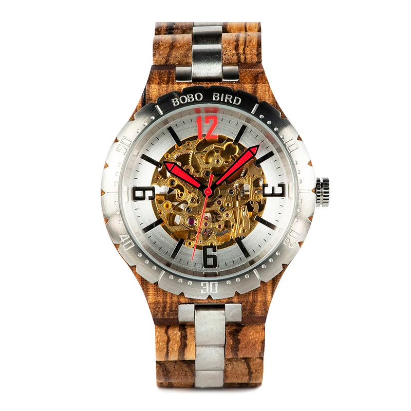 quickshipment BOBO BIRD Custom Logo Men's Wrist Watches Luxury Sport Style with Stainless Steel Case Automatic Wood Movement by Shanghai Brand