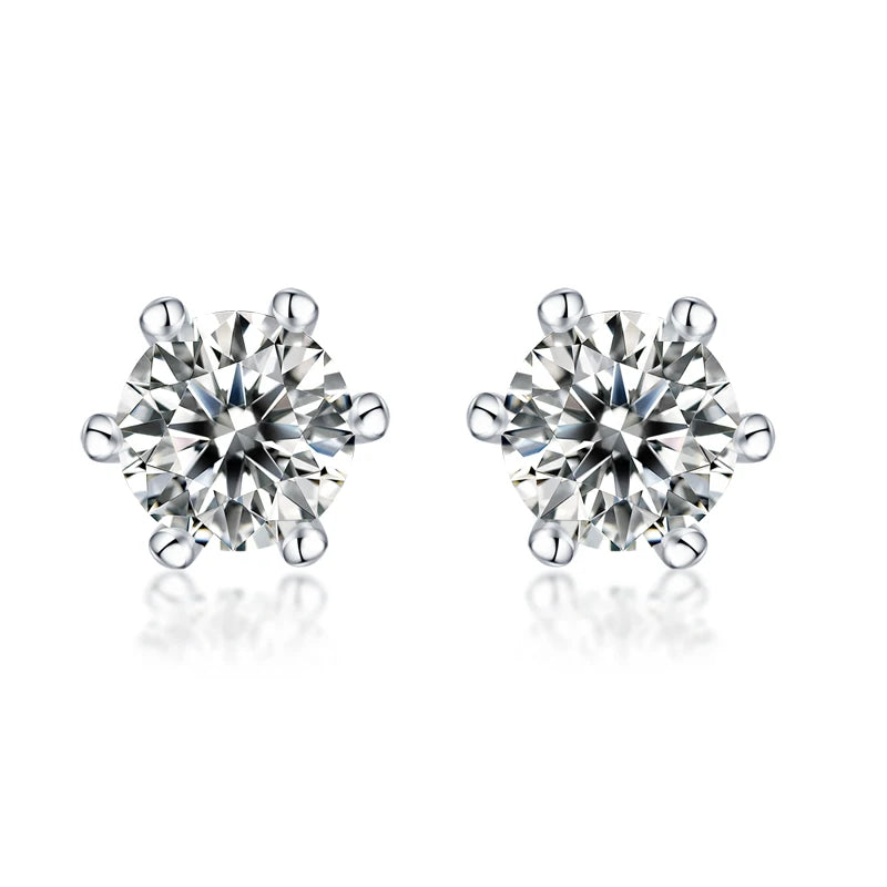 Real Sterling Silver 925 Earrings Natural Stone Moissanite Snowflake Stud Earrings for Women Fashion Trendy Earring Jewelry
