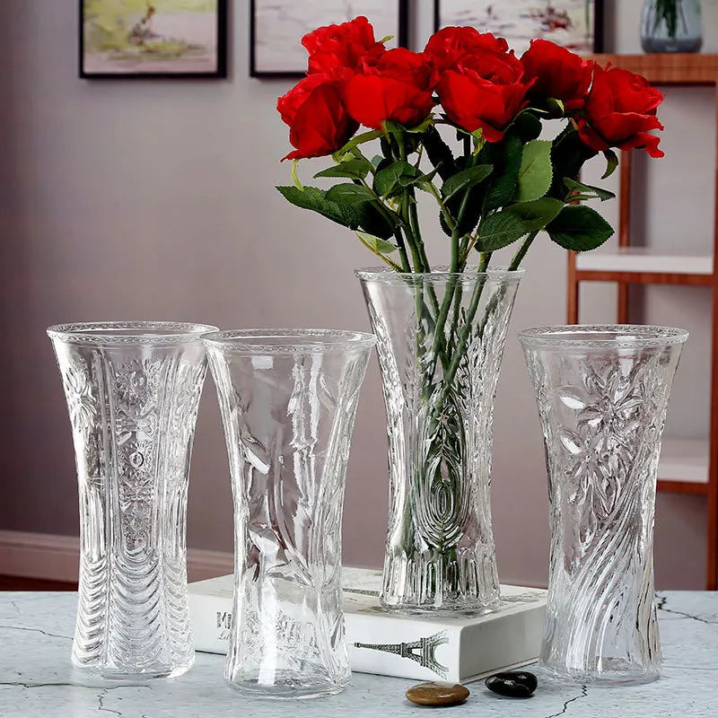 Wholesale Large Transparent Water-Rise Rich Bamboo Lily Modern Glass Vase Decorative Living Room Flower Arrangement Nordic Home