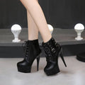 7 Inch Belt Buckle Exotic Ankle Boots Winter Women Fashion Wedding Gothic 17cm High Heels Rivets Platform Pole Dance Shoes