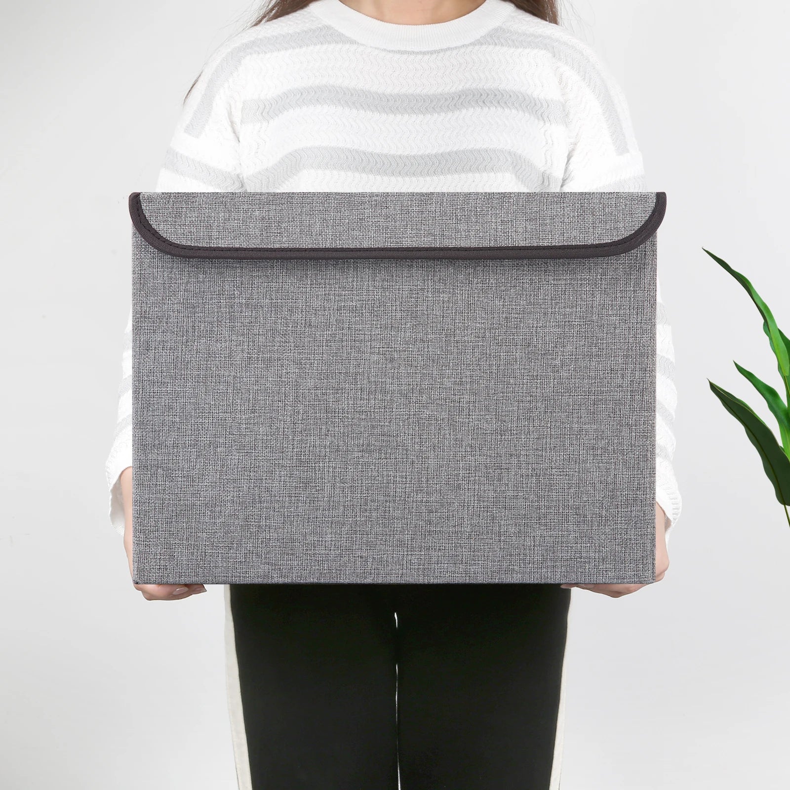 Larger Storage Cubes 4-Pack 33 Quart Linen Fabric Foldable Collapsible Storage Cube Bin Organizer Basket with Lid