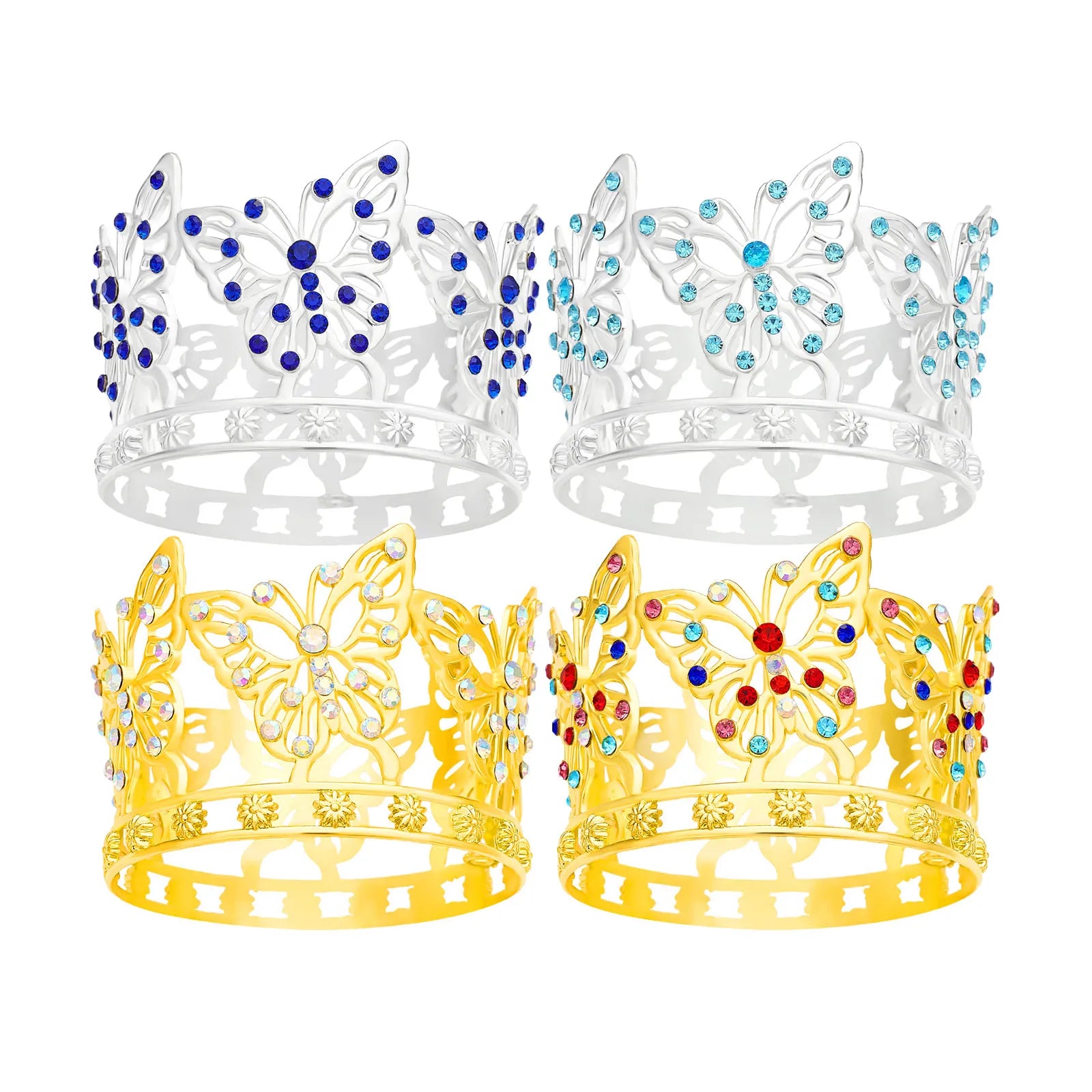 Wholesale Flower Crown Cake Topper Decoration Rhinestone Wedding Tiara Baroque Hair Accessories Round Butterfly Crown
