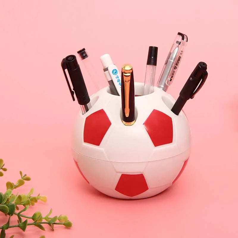 Football Promotion Gift Office Accessories Desktop Soccer Pencil Holder Stand Plastic Plastic Football Pen Holder