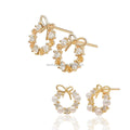 14k Soild Gold Stud Earring Jewelry Mountings With Natural Diamond AU585 Gold Accessory Pearl Beads Jewelry Findings
