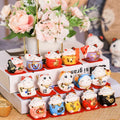Mini 1.5 Inches Top  Porcelain Little Figurine Gift Ceramic Fortune Lucky Cat Tiny Maneki  Neko for Car Decor