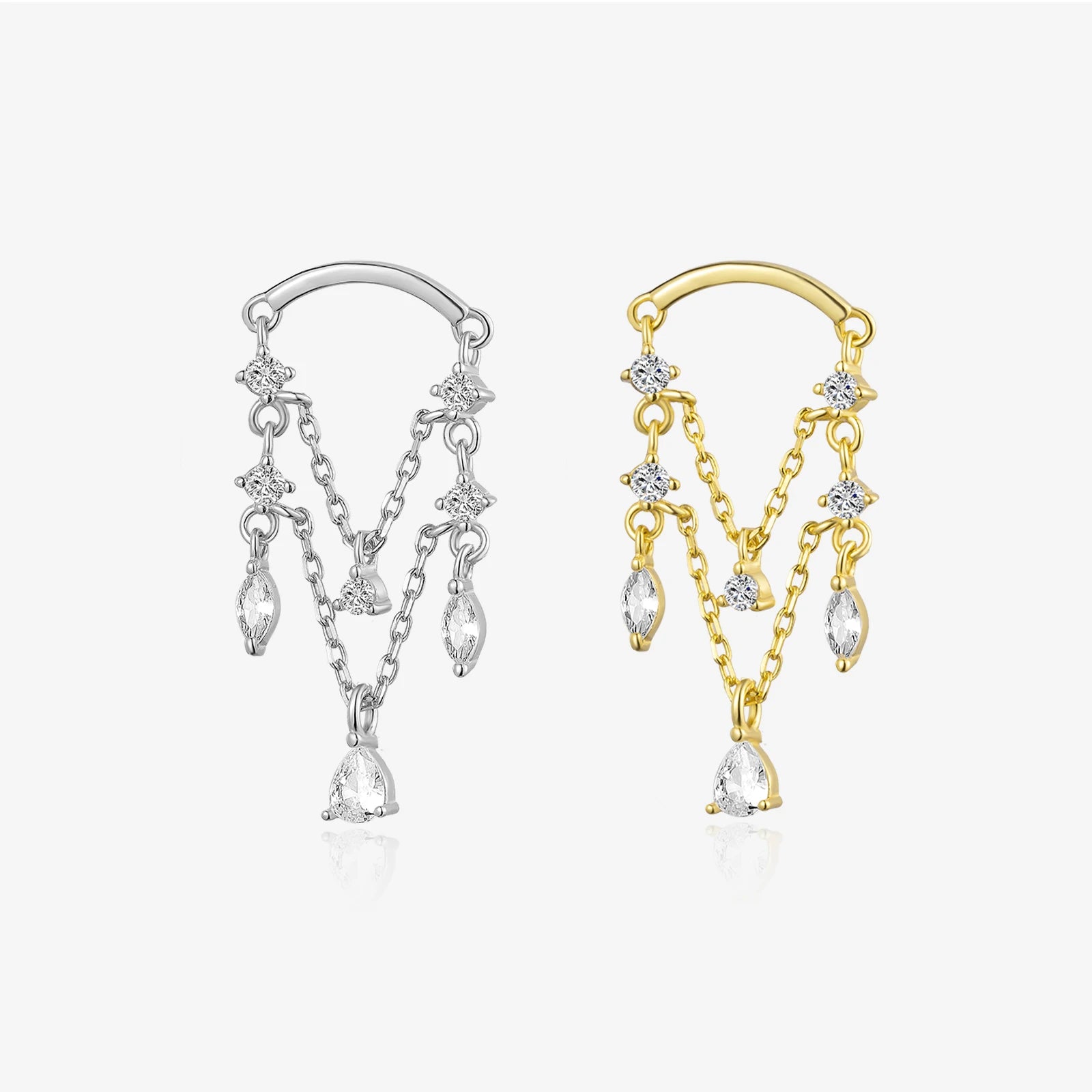 FUAMAY Geometric Earring Drops Statement Trendy Jewelry Zircon 925 Sterling Silver Tassel Earrings