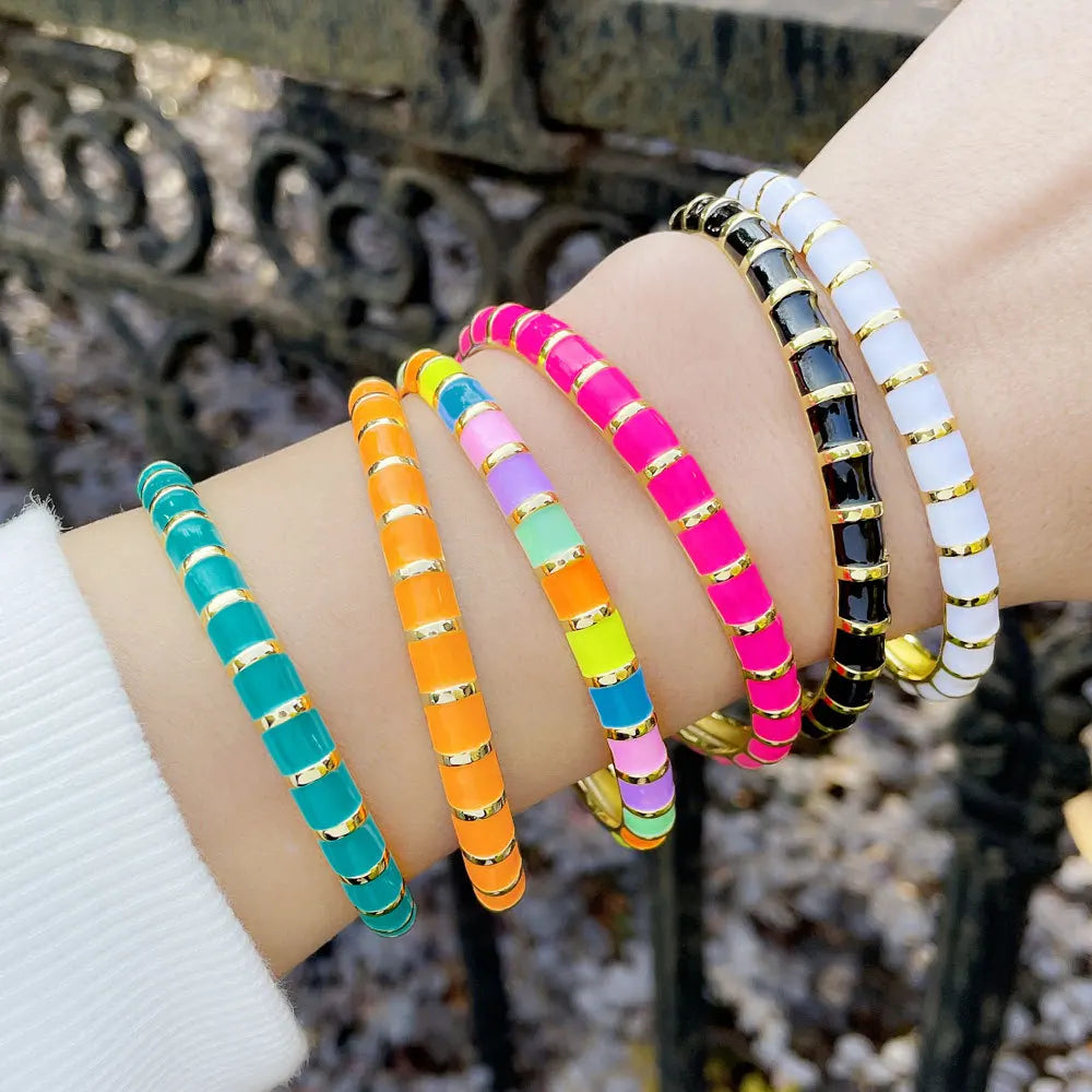 Wholesale Boho Trendy Gold Plated Brass Bangles Jewelry Bracelets &amp; Bangles Enamel for Woman