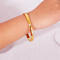 2025 New Arrival 6MM Width Stainless Steel High Polished Finish Cuff Bangle Bracelet With Heart Diamond Non-fading Bracelet