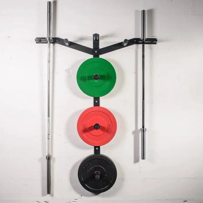 Durable Multi-Functional Wall Mounted Storage Rack for Bodybuilding Metal Weight Bumper Plate and Barbell Bars Holder