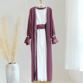 Loriya August New Luxury Abaya Dubai Style Diamond Satin 2 Piece Abaya Women Muslim Dress Modest Islamic Clothing