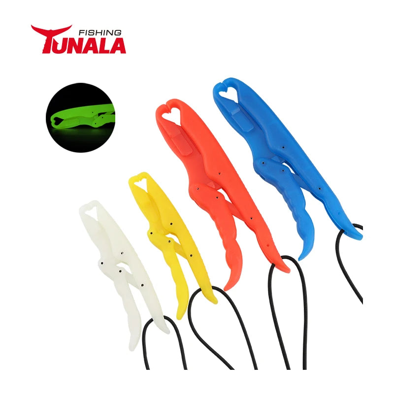 Luminous Floating Fish Gripper Fishing Grabber Catfish Mouth Pliers Caught Bass Holder Saltwater Lip Grip Tool with Lanyard