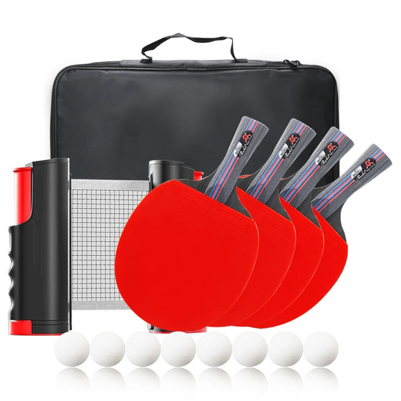 Boli Professional Wood Table Tennis Racket Set Including 8 Balls & Portable Net