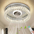 Modern Chrome Crystal Creative Decorative Ceiling Fan With Remote Control 3 Colors LED Bedroom Ceiling Fan With Light