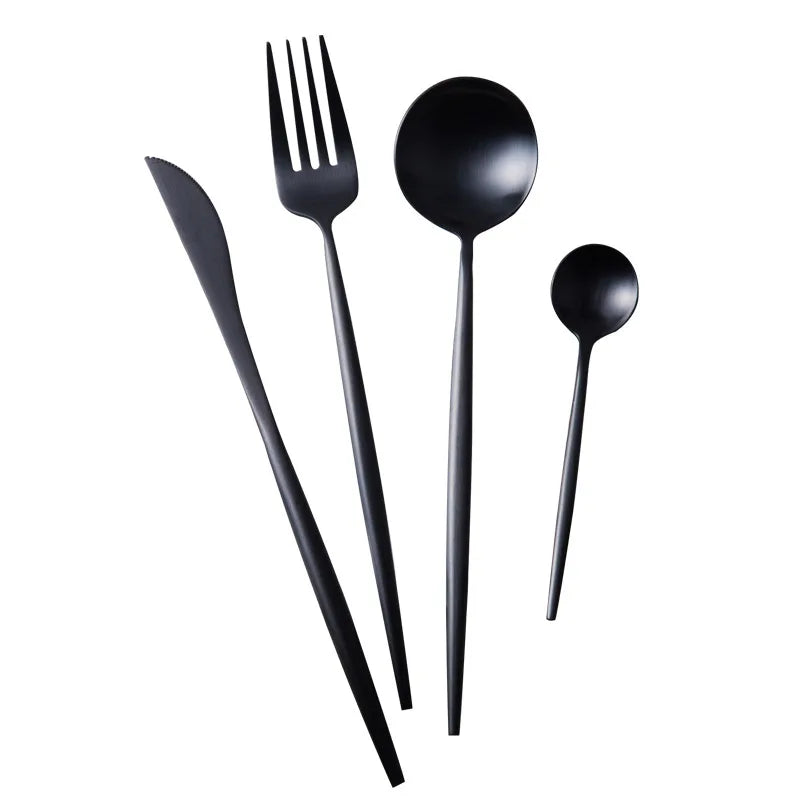 Hot Sale Flatware Set Matt Polishing Black Stainless Steel Cutlery Set 18/10 Stainless Steel