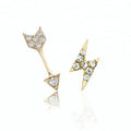 Minimalist Diamond Arrow and lightning Bolt Stud Earrings 925 Silver Top Design Earring Jewelry