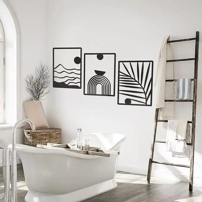 70X50cm SET3 Nordic Iron Line Art Wall Decoration 2024 New Black Minimalist Abstract Wall Art Geometric Murals