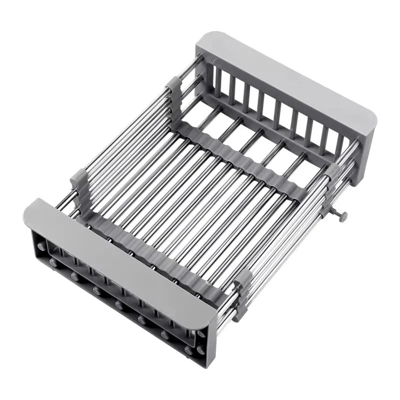Adjustable Kitchen Sink Storage Rack Organizer Stainless Steel Telescopic Over the Sink Dish Drying Rack Extendable