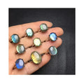 925 Sterling Silver Fashion Healing Crystal Gemstone Jewelry Natural  Labradorite Ring for Improving Fatigue and Enhancing Sleep
