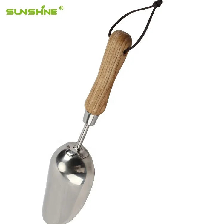 SUNSHINE Industrial DIY Multi-Purpose Ergonomic Garden Hand Tool Compost Soil Scoop with Metal and Wood Handle