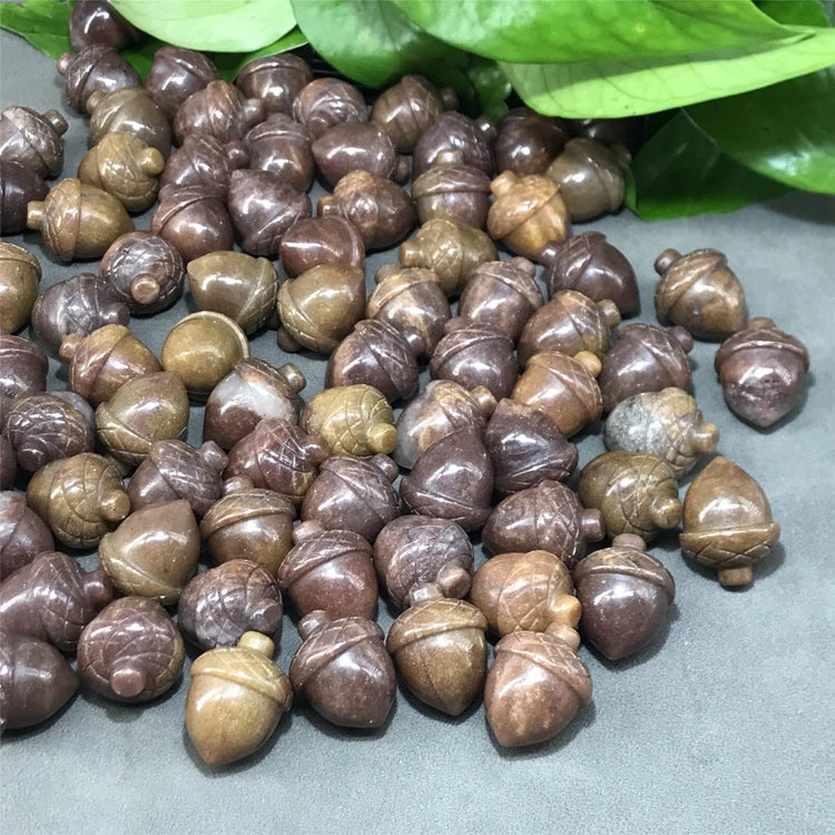 HZ gems Hand Carved Crystal Natural strawberry crystal Acorn For Home Decoration
