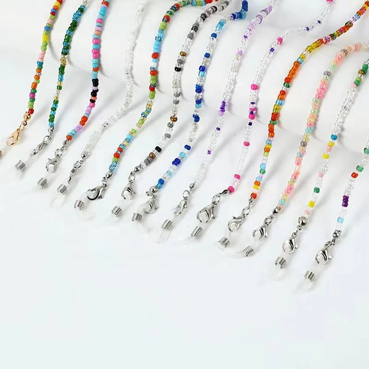 12 Colors Glasses Cords and Chains Fashion Glasses Neck Strap Beaded Glasses Cords