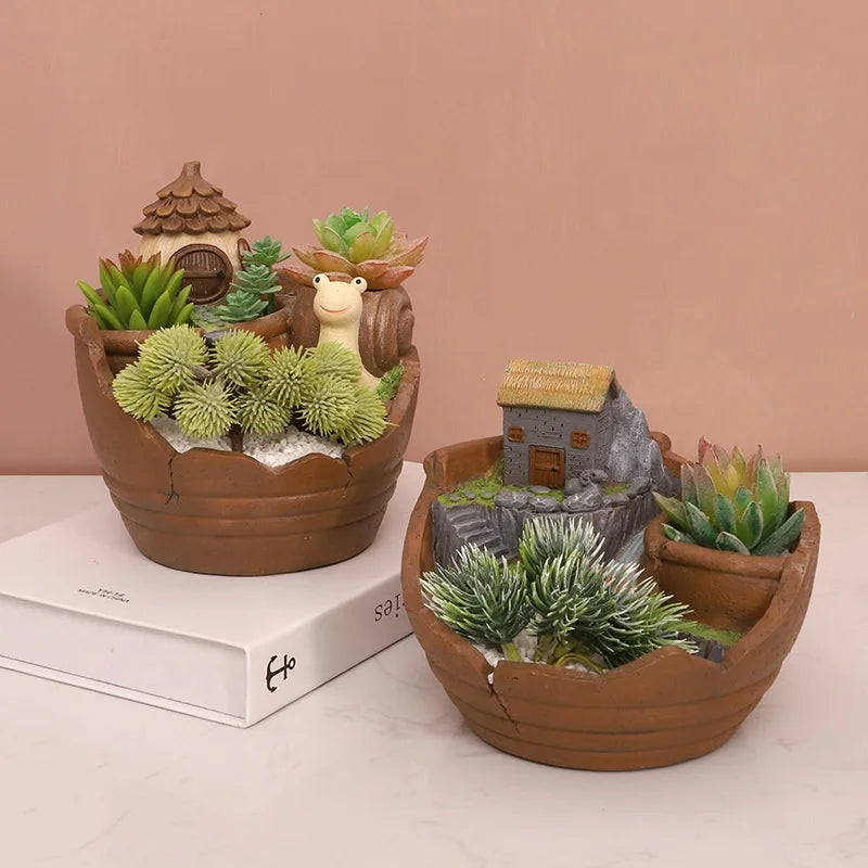 Unique Personality Design Creative Balcony Succulent Plants Idyllic Cartoon Sky Garden Bonsai Small Flower Pots for Home Decor