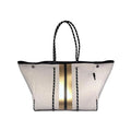 Women's Large Neoprene Handbag Striped Travel Shoulder Straps Hot Sale Fashionable Polyester Bucket for Summer Autumn Pool Beach